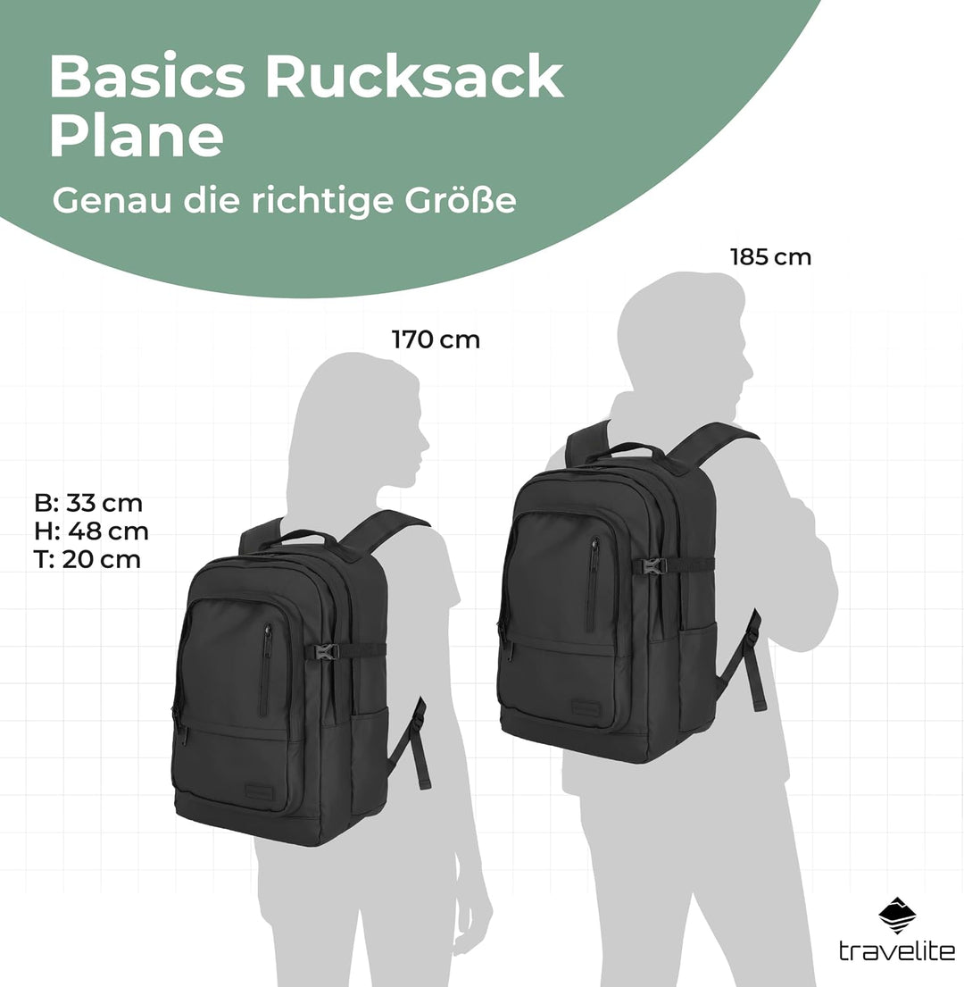 Travelite Rucksack aus wasserabweisendem Material, gepolstertes Laptop Fach 15,6 Zoll, BASICS Tagesr