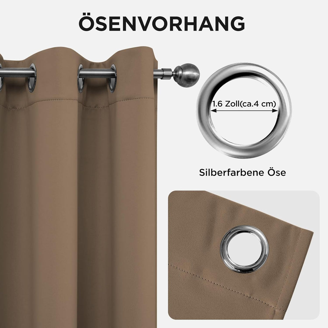 Joydeco Blickdichte Vorhänge mit Ösen Gardinen 2er Set, Verdunkelungsvorhang Thermovorhang Hitzeschu