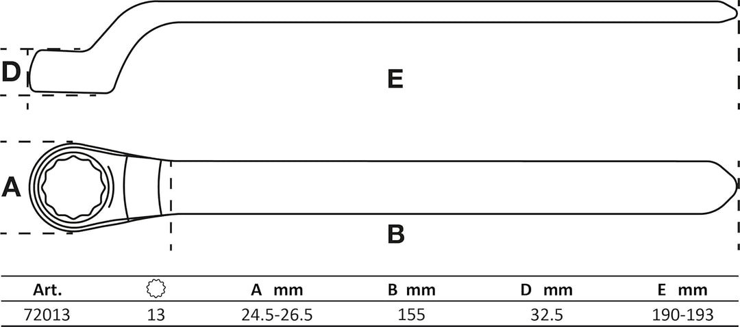 BGS 72013 | VDE-Einringschlüssel | tief gekröpft | SW 13 mm, SW 13 mm