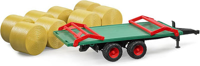 bruder 02220 - Ballentransportanhänger mit 8 Rundballen - 1:16 Ballenwagen Bauernhof Landwirtschaft