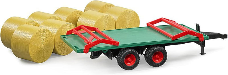bruder 02220 - Ballentransportanhänger mit 8 Rundballen - 1:16 Ballenwagen Bauernhof Landwirtschaft