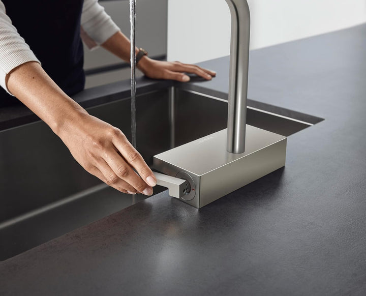 hansgrohe Küchenarmatur Aquno Select M81 (Wasserhahn Küche mit Abtropfsieb, 360° schwenkbar, hoher u
