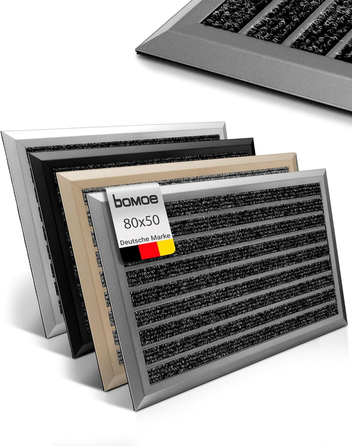 bomoe Fussmatte Aussen rutschfest Rostfrei Fussabtreter Aussenbereich | 50x80cm Blau Grau Outdoor-Fu