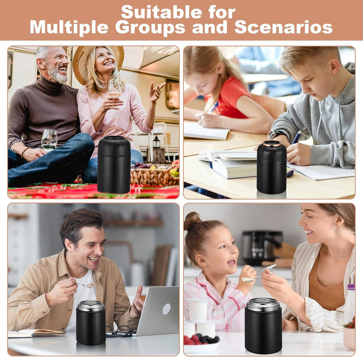 Thermobehälter für Essen, 500 ml Edelstahl Warmhaltebehälter, Thermobecher, Thermo Essensbehälter mi