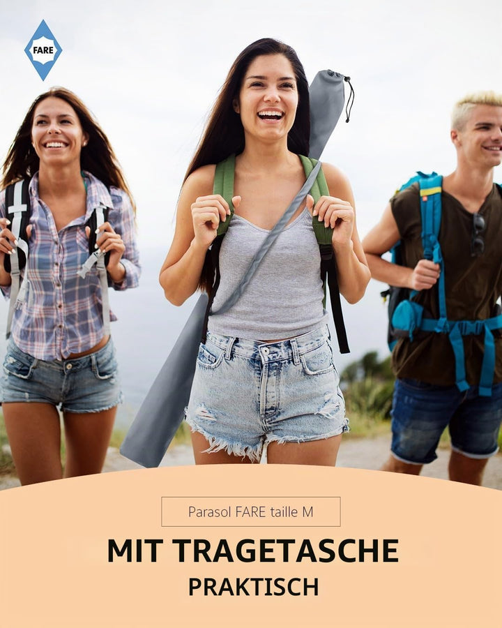 FARE Sonnenschirm Gr. M - 180 cm Durchmesser - UV-Schutz 50+ für Balkon Garten Terrasse Sommer - Tit