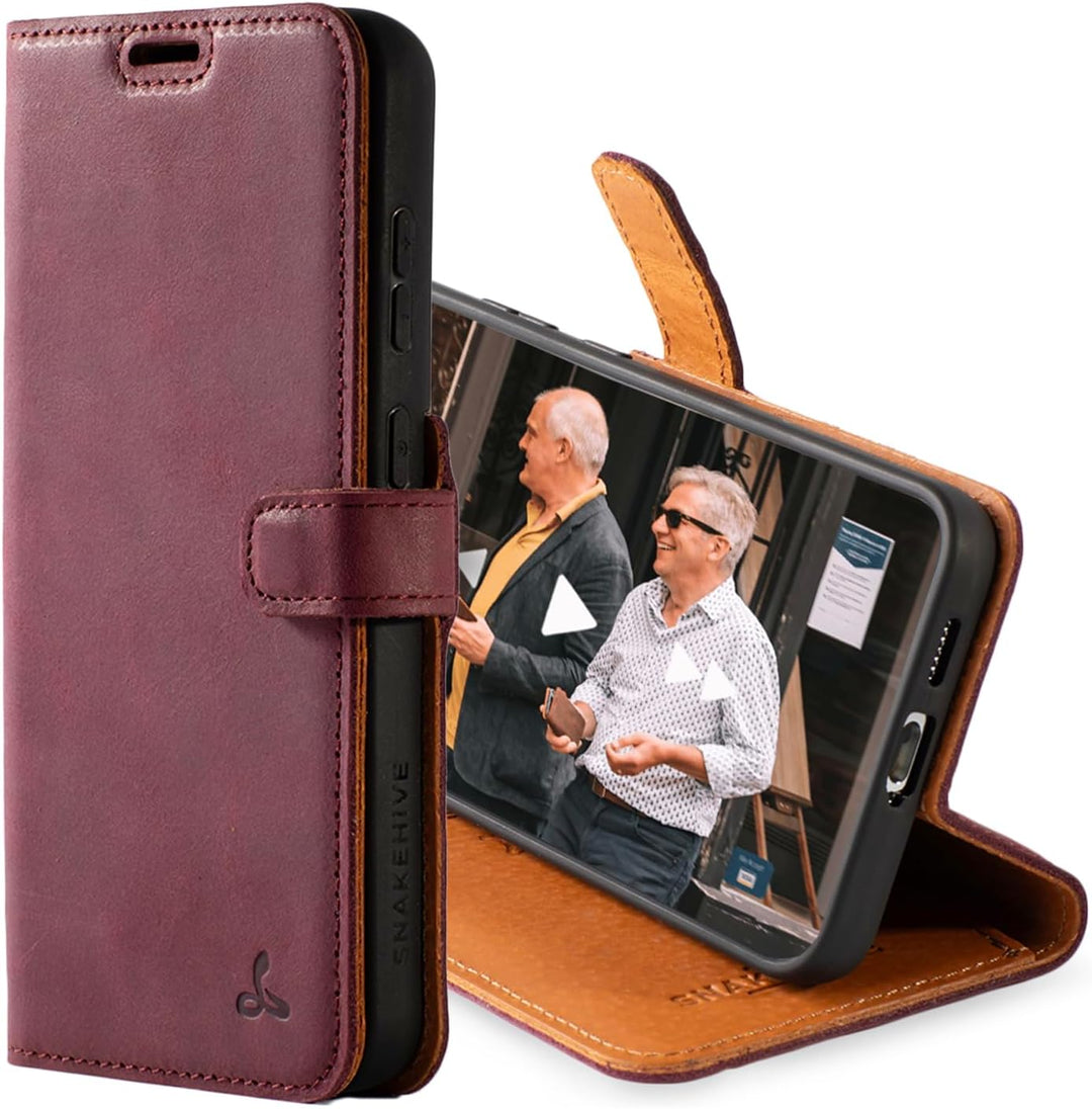 Snakehive Lederhülle für Galaxy S23 Plus | Stylische Handyhülle mit Kartenhalter & Standfuss | Handy
