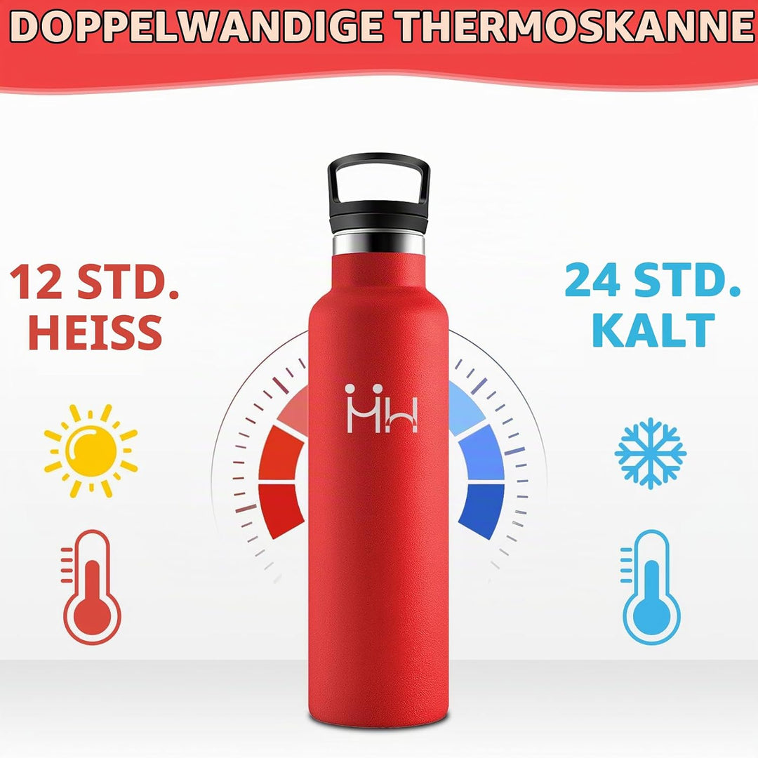 HoneyHolly Trinkflasche 750ML, BPA-Frei, Trinkflasche Edelstahl, Auslaufsichere Isolierflasche Doppe