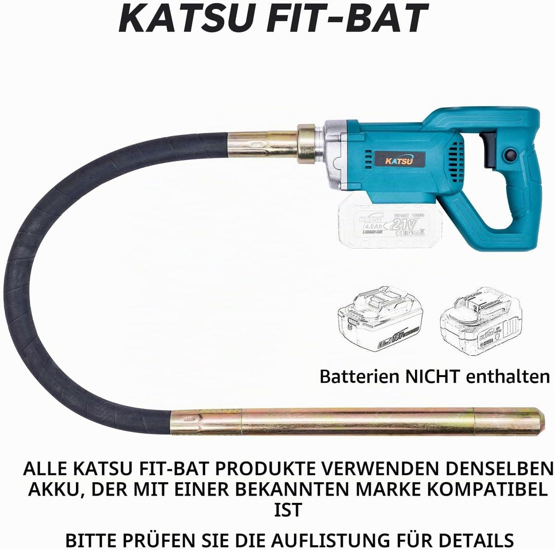 KATSU FIT-BAT 21V Brushless Akku Betonrüttler Betonverdichter Betonwerkzeuge mit 1,2 m Schlauch und
