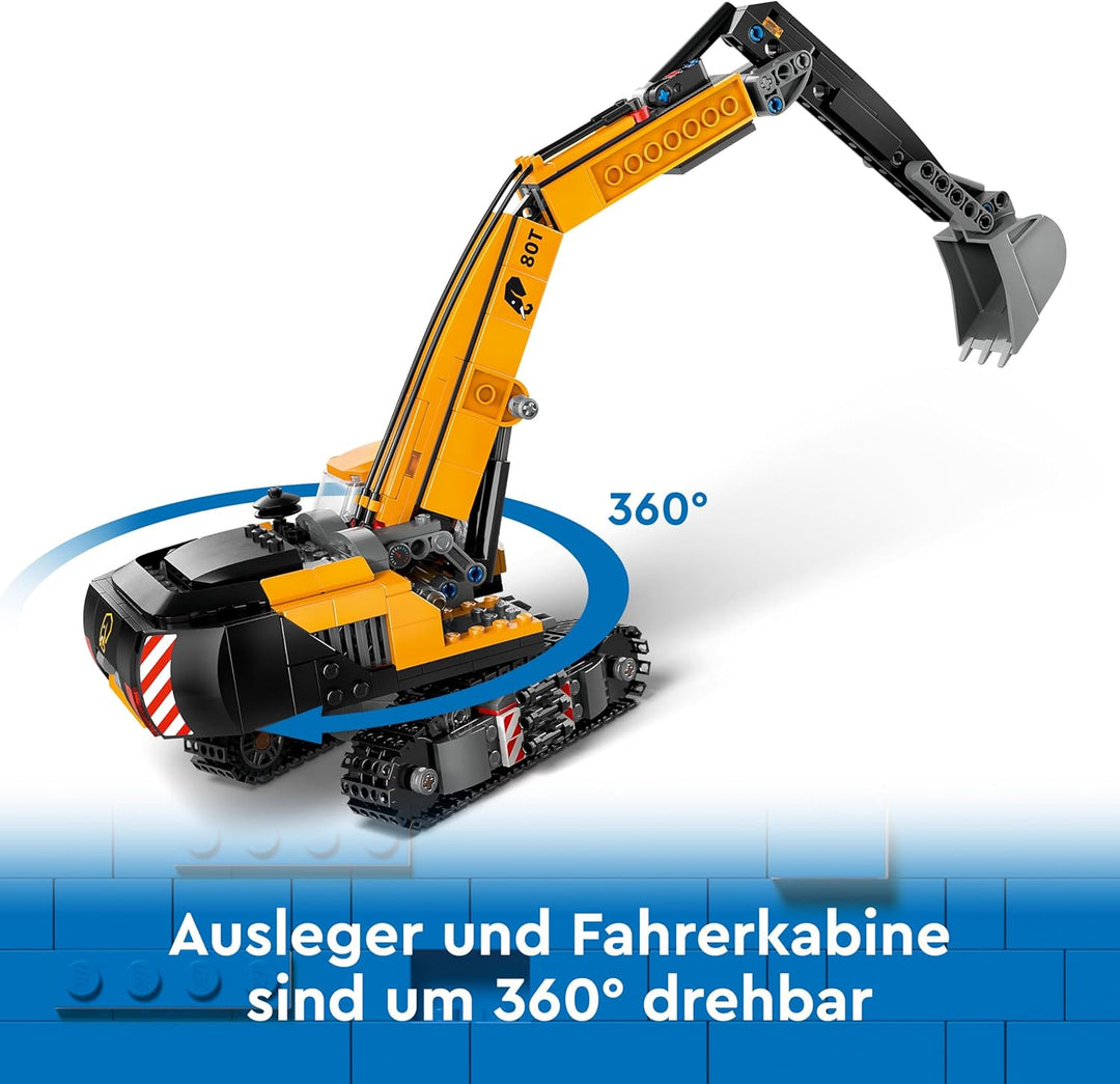 LEGO City Raupenbagger, Spielzeugbagger für Kinder ab 8 Jahren, Bauspielzeug mit Bagger-Modell, baub