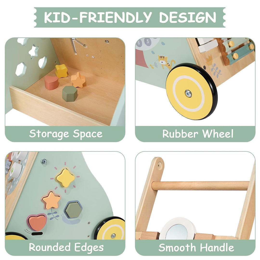Baby Lauflernwagen Holz, Baby Lauflernhilfe zum Holz, Montessori Spielzeug Multifunktion, Holzspielz