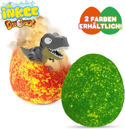 INKEE Surprise Dino 8er Set | Badekugeln Kinder mit Überraschung, 8x Ei-Form Badebomben mit Dinosaur