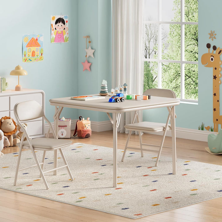 Kindermöbel-Set, zusammenklappbar, Tisch mit 2 gepolsterten Stühlen, stabiler Metallrahmen, ideal fü