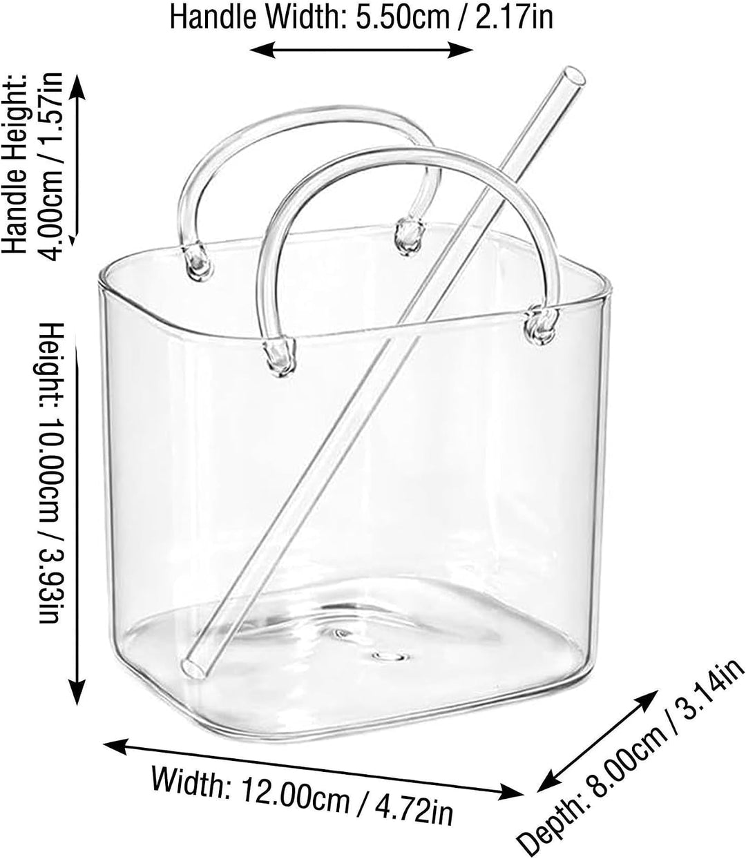 26oz Purse Drinking Glass, Glas Handtasche für Getränke mit Strohhalm, Trinkglas Handtasche, Kreativ