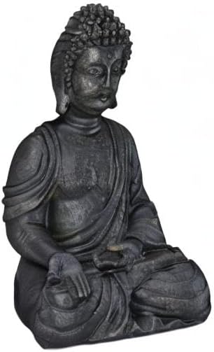 Relaxdays Buddha Figur sitzend, 40 cm hoch, Feng Shui Deko, wetterfest & frostsicher, grosse Garten