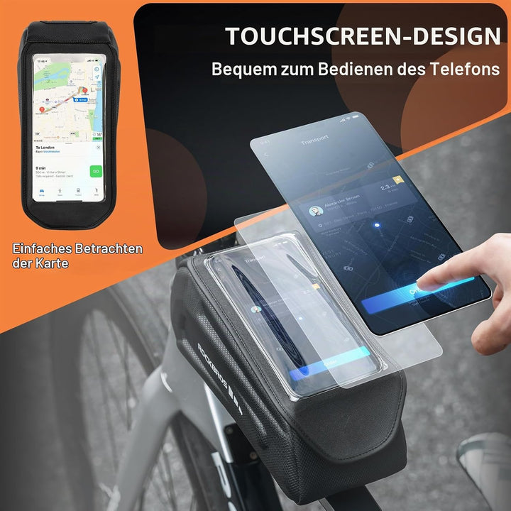 ROCKBROS Fahrradtasche Rahmentasche Wasserdicht Handytasche Touchscreen Lenkertasche für Smartphone