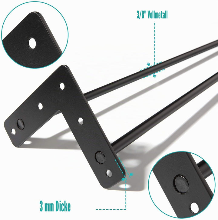 Schrankfüsse 10cm, Haarnadel Tischbeine Metall Schwarz 4er set, Möbelfüsse Hairpin Legs für Schrank,