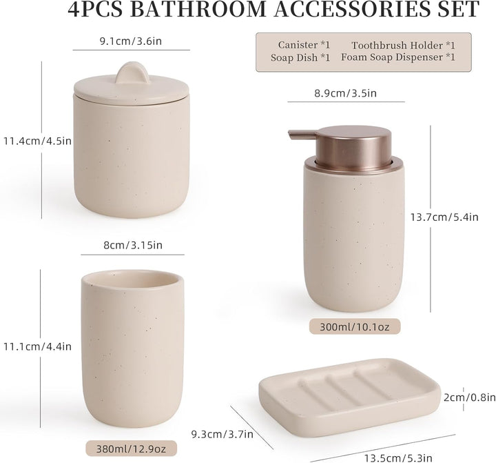 UMLACA Badezimmer Set Keramik, 4 Teiles Badezimmer Zubehör Set, Badezimmer Organizer mit Seifenspend