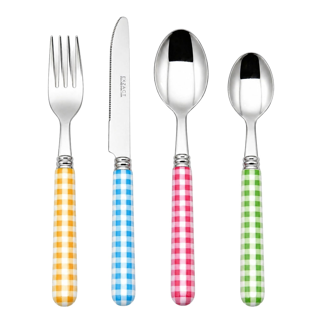 EXZACT Color Edelstahl-Besteck Set 24 Stück - 6 x Tafelgabeln, 6 x Tafelmesser, 6 x Abendessen Löffe