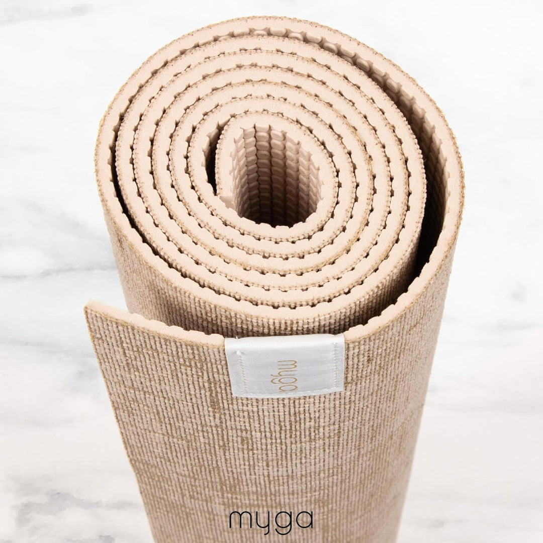 Myga Jute Yogamatte – Rutschfeste Gymnastikmatte, Pilates, Meditation &amp; Fitness – Mehrzweckmatte mit
