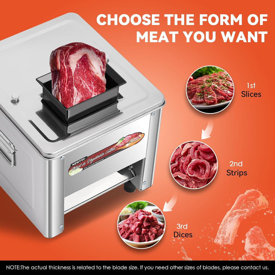 NEWTRY Kommerzielle Fleischschneidemaschine zum Schneiden, Zerteilen und Würfeln von Fleisch mit 3,5