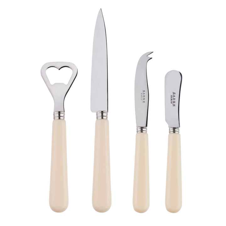 SABRE PARIS - Apero-Set, 4-teilig -Pop - Flaschenöffner, Spickmesser, kleines Käse- & Buttermesser -