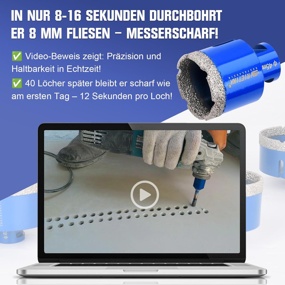 110mm Diamant Fliesenbohrer M14 Diamantbohrer Glasbohrer Nass- / Trocken Fliesenbohrkrone für Winkel