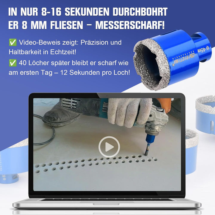 110mm Diamant Fliesenbohrer M14 Diamantbohrer Glasbohrer Nass- / Trocken Fliesenbohrkrone für Winkel