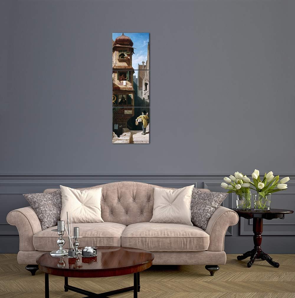 Bilderdepot24 Bild auf Leinwand | Carl Spitzweg Der Briefbote im Rosenthal in 30x90 cm mehrteilig al