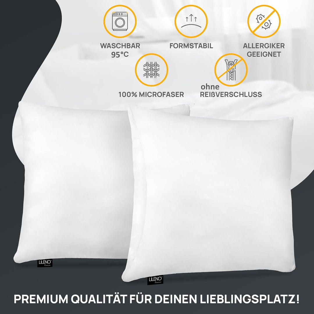 LILENO HOME Microfaser Kissen 30x30 cm [6er Set] bis 95 Grad waschbar mit Reissverschluss - Kopfkiss