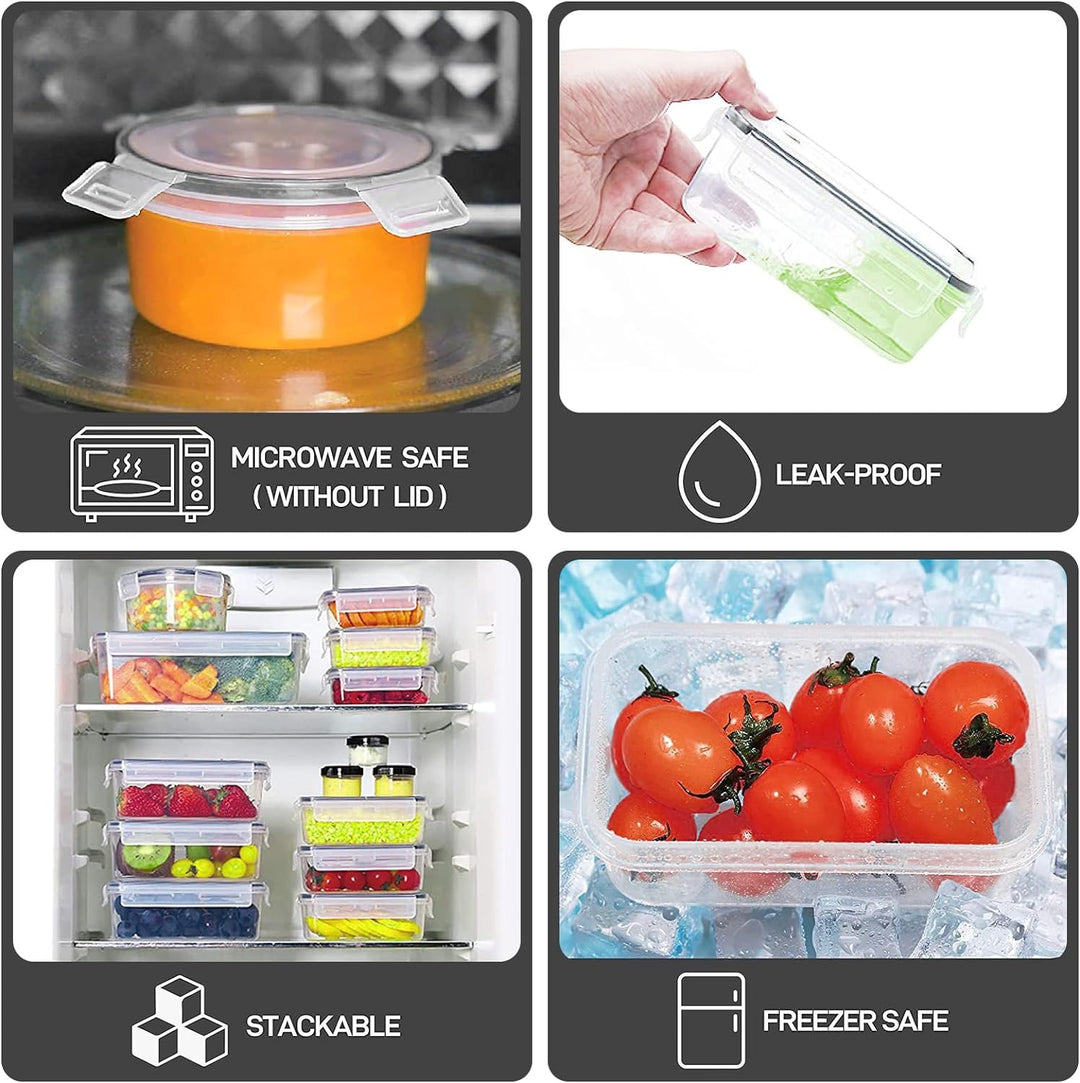 Queta 34Pcs Frischhaltedosen Set Kunststoff Lebensmittelbehälter 10 Grösse Vorratsdosen Gefrierdosen