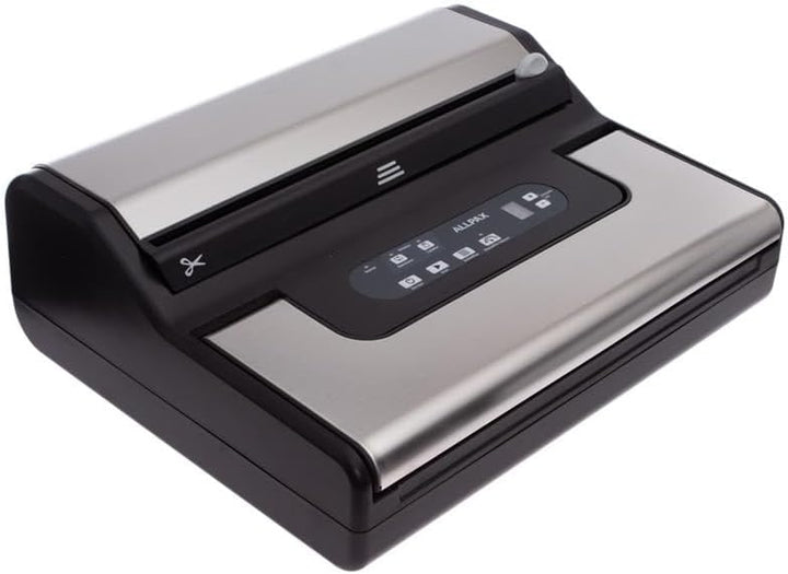Allpax Vakuumiergerät P 255 in schwarz mit Edelstahl inkl. Rollenfach und 100 Vakuumbeutel 20 x 30 c