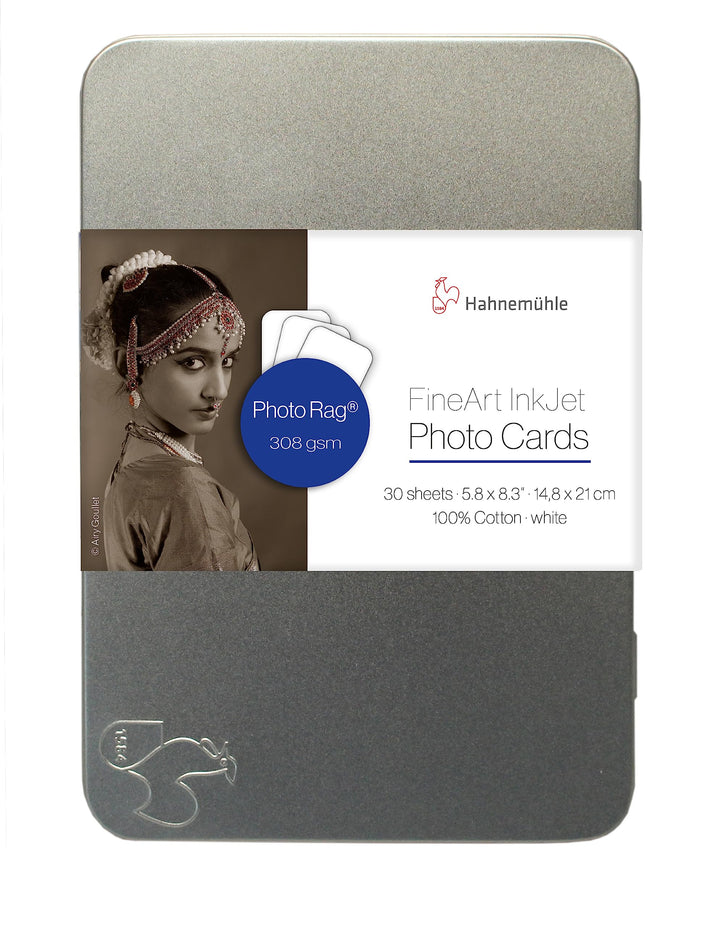 Hahnemühle Inkjet Fotokarten, Mini Foto-Postkarten, PhotoRag® 308, matt, weiss, 30 Blatt, DIN A5 Pho