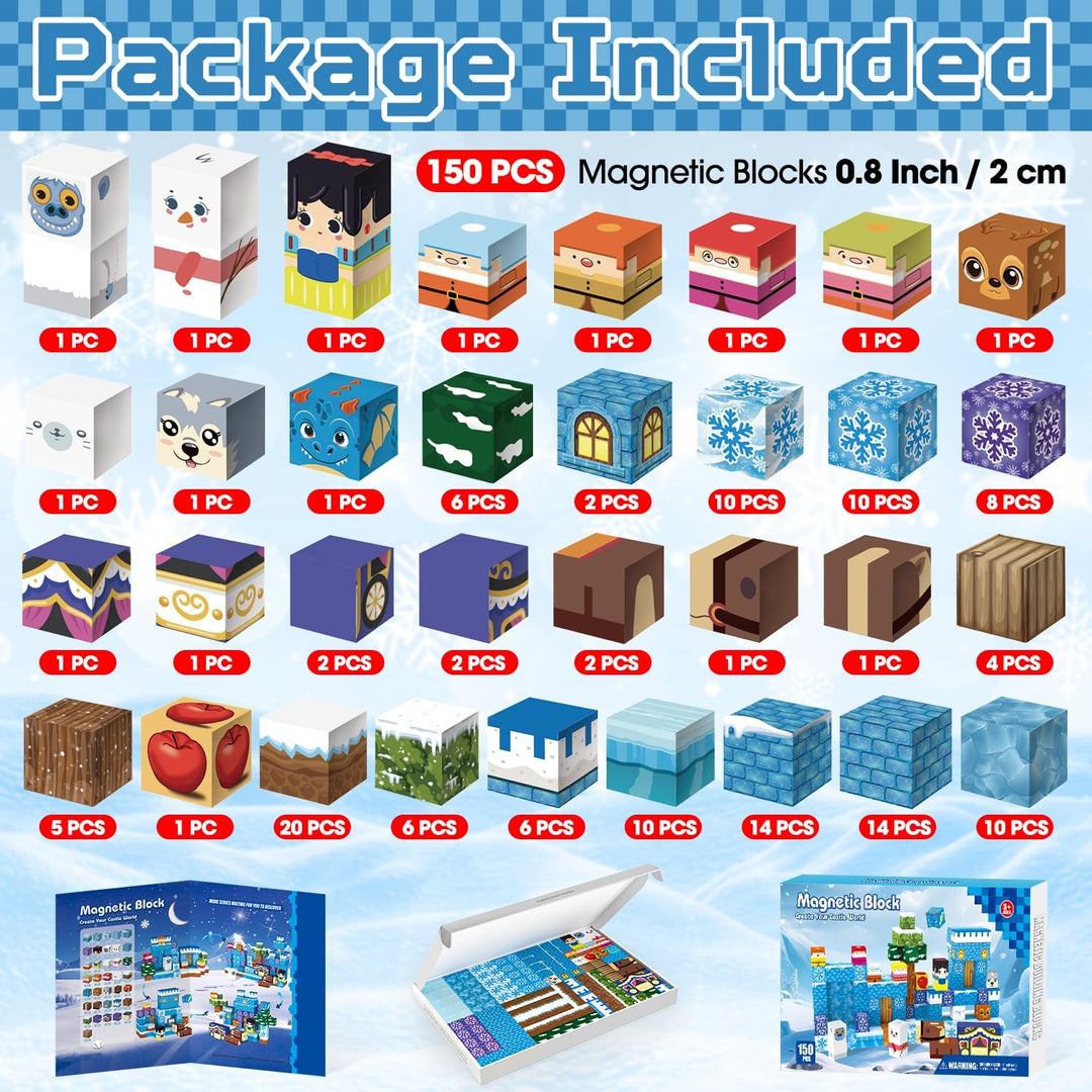 Magnetische Bausteine, Magnetbausteine 150 PCS für 3+ Jahre Alt, Magnetic Blocks Spielzeug-Sets für