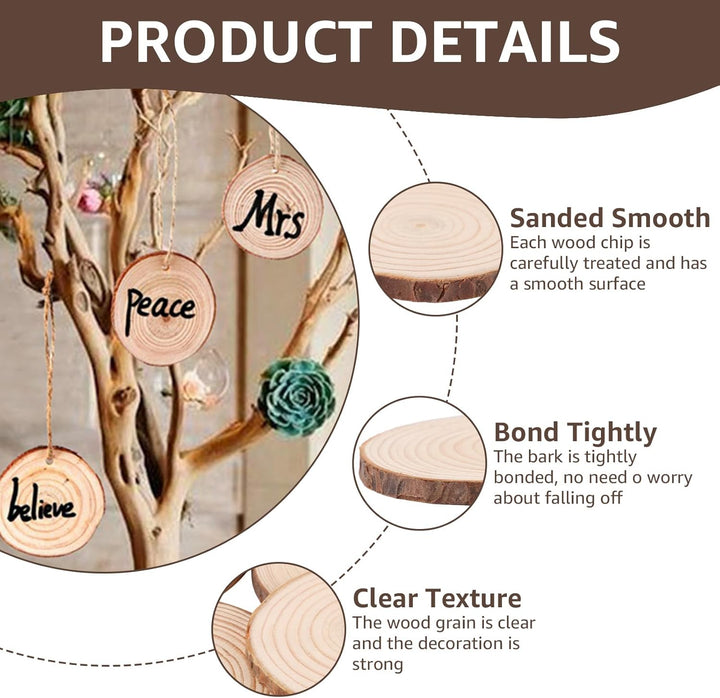 APACALI 50 Stück Holzscheiben zum Basteln, 6-7cm Baumscheiben, Kleine Baumscheiben zum Basteln mit R