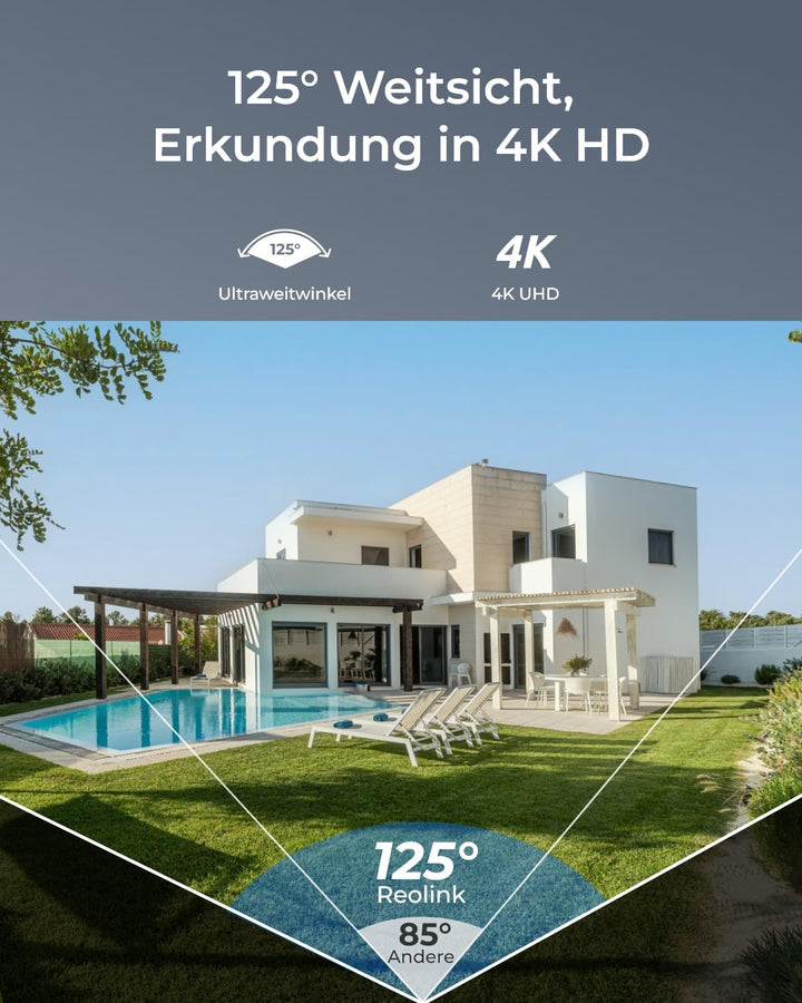 Reolink 4K Wi-Fi 6 Überwachungskamera Set mit IK10 Vandalismusschutz, Farbnachtsicht, 12CH NVR mit 2