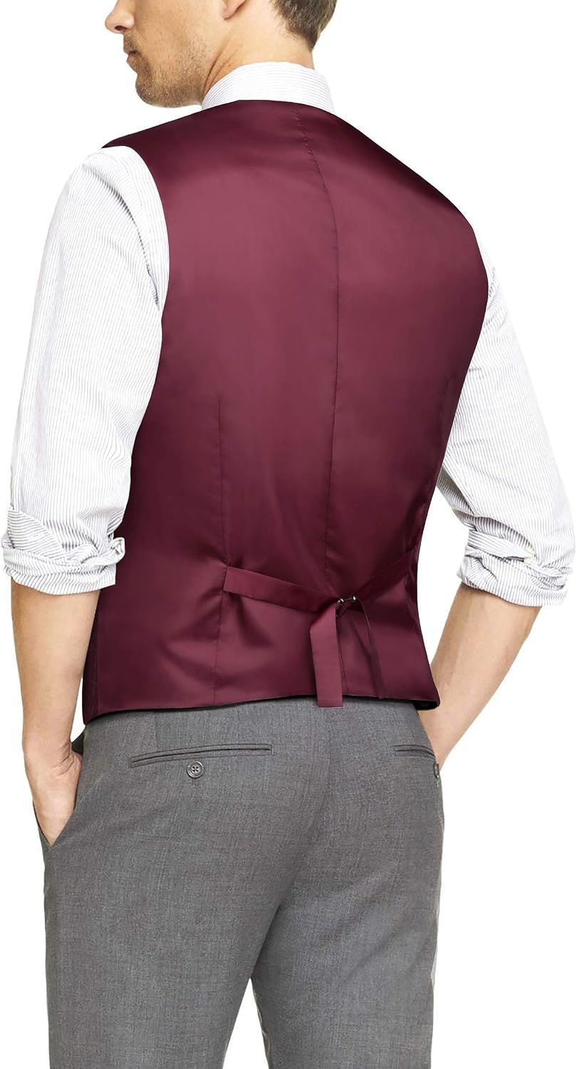 HISDERN Herren Formale Hochzeit Party Weste Baumwolle Einfarbig Weste S Burgund 2, S Burgund 2