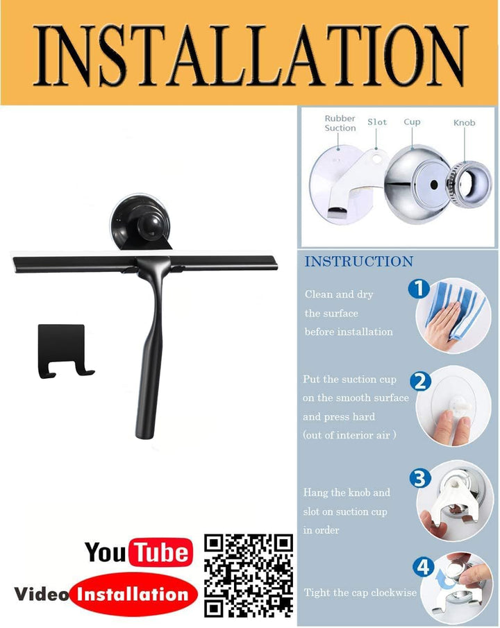 Zindoo Duschabzieher, 24,5 x 17 cm Abzieher Dusche Edelstahl Fensterabzieher mit Besonderes Saughake