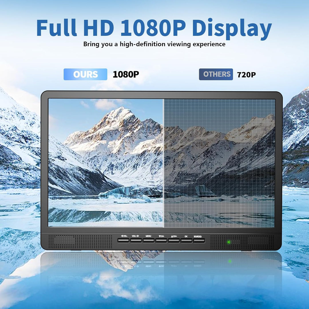 DESOBRY 18" Kleiner Fernseher mit Antenne, tragbarer Fernseher mit Freeview DVB/T2 Tuner, 6000mAh Ak