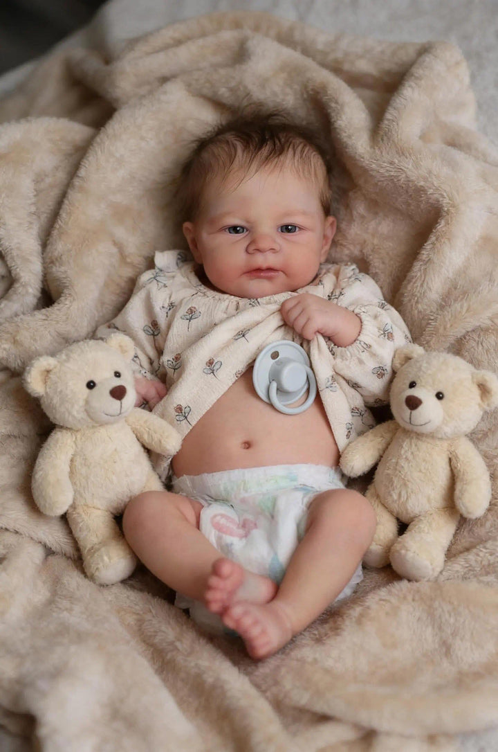 Zero pam Reborn Baby Vollsilikon Lebensecht Mädchen Augen Offen-43CM Anatomisch Korrekt Babypuppen W