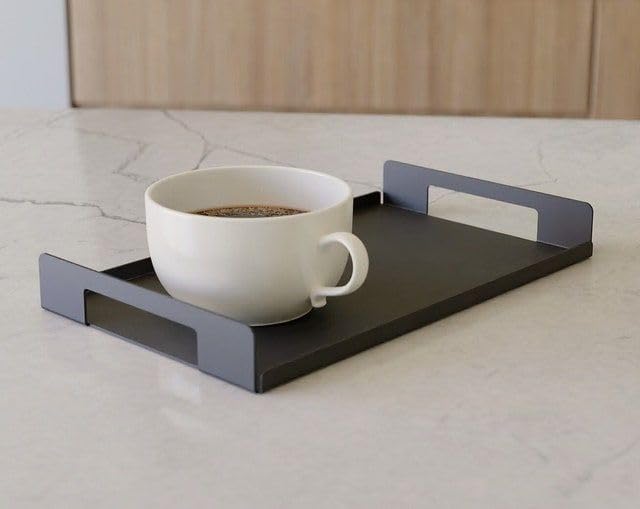 nagu® Metall-Tablett mit Griffen - Modernes Minimalistisches Design aus lackiertem Stahl – Dekorativ