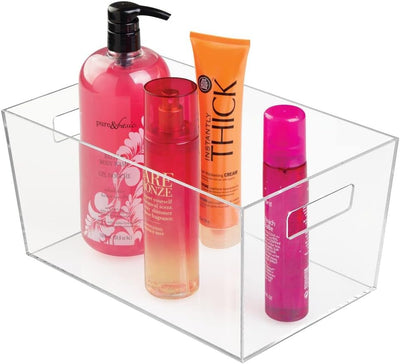 mDesign 4er-Set Ablagebox mit integrierten Griffen – grosse Aufbewahrungsbox für Make-up, Handtücher