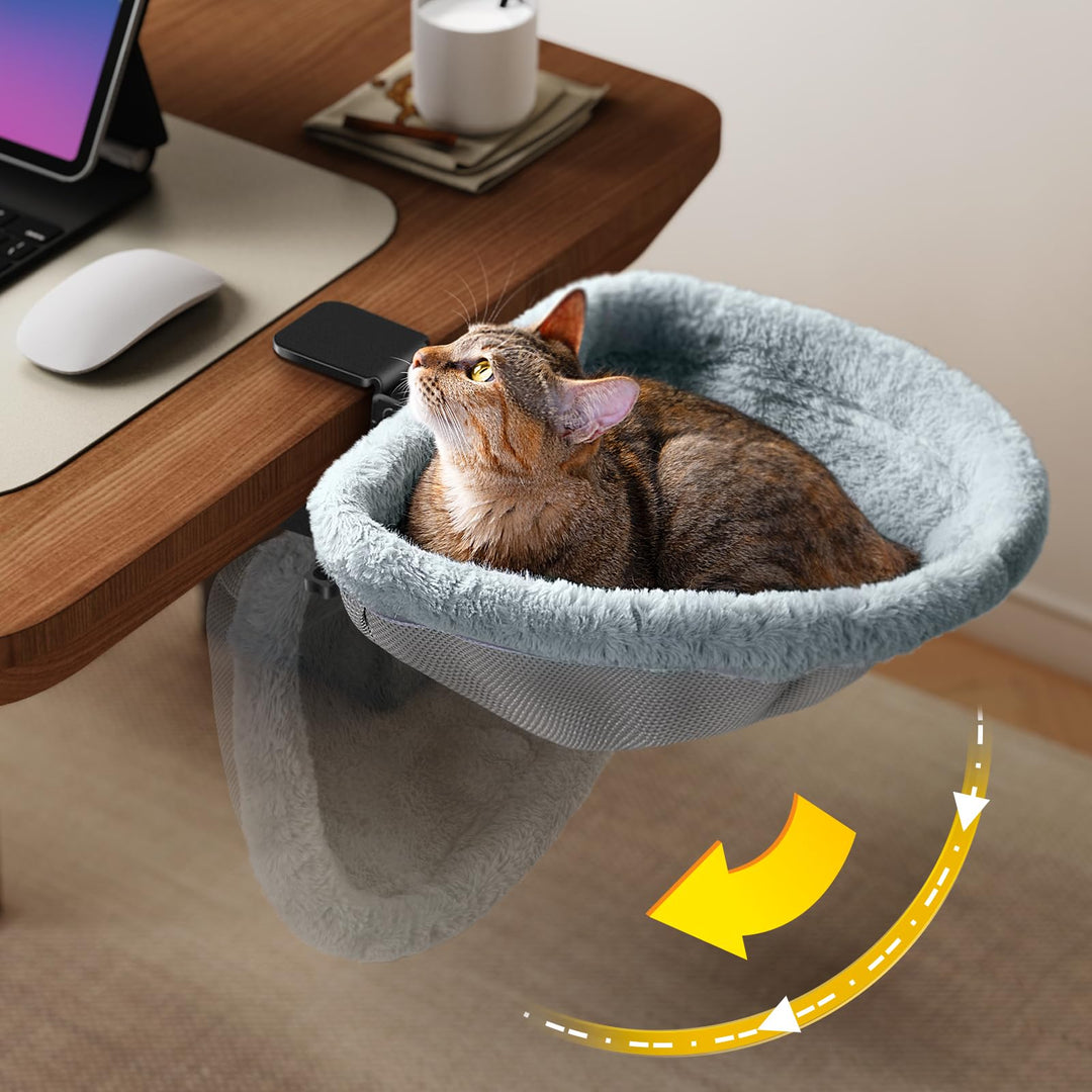 Katzen-Schreibtischbett – Ein-Klick-Faltung, versunkenes Design und platzsparendes halbrundes Katzen