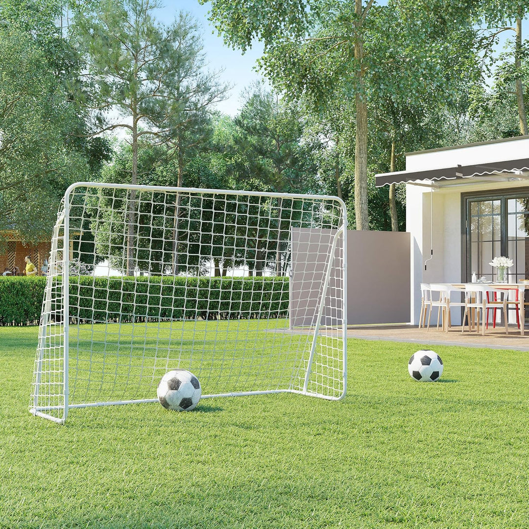 SONGMICS Fussballtor, Fussballnetz, schnelle Montage, für Garten, Hof, Park, Strand, Eisenrohre, PE-