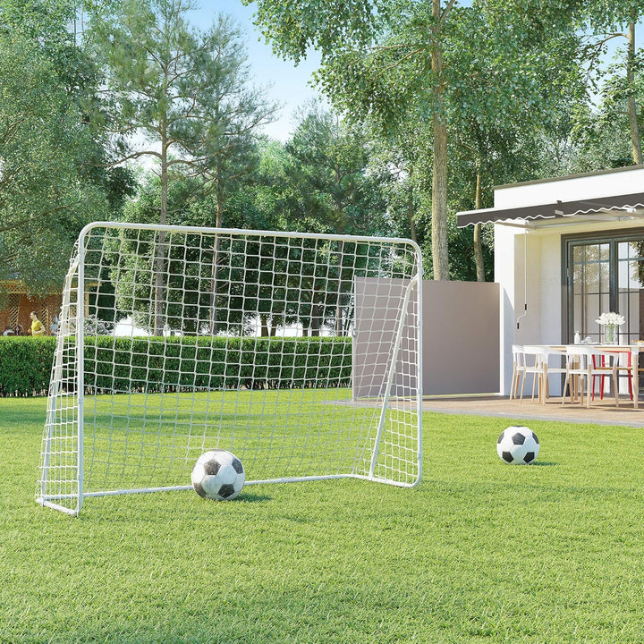 SONGMICS Fussballtor, Fussballnetz, schnelle Montage, für Garten, Hof, Park, Strand, Eisenrohre, PE-