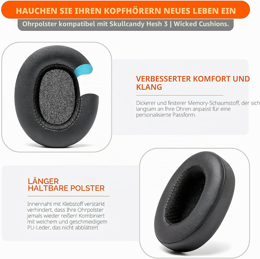 WC Wicked Cushions Extra Thick Earpads für Skullcandy Crusher/Evo/Hesh 3 Kopfhörer &amp; mehr | Verbesse