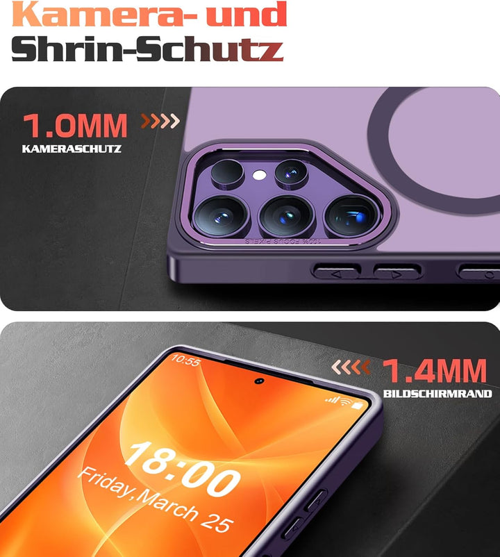 Giyer Magnetisch Handyhülle für Samsung Galaxy S23 Ultra/S22 Ultra Hülle mit Ständer Schutzfolie, Sc