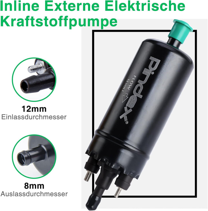 Pindex Elektrische Hochdruck-Kraftstoffpumpe 12V,Inline-Kraftstoffpumpe,Benzinpumpe für Benzin, Dies