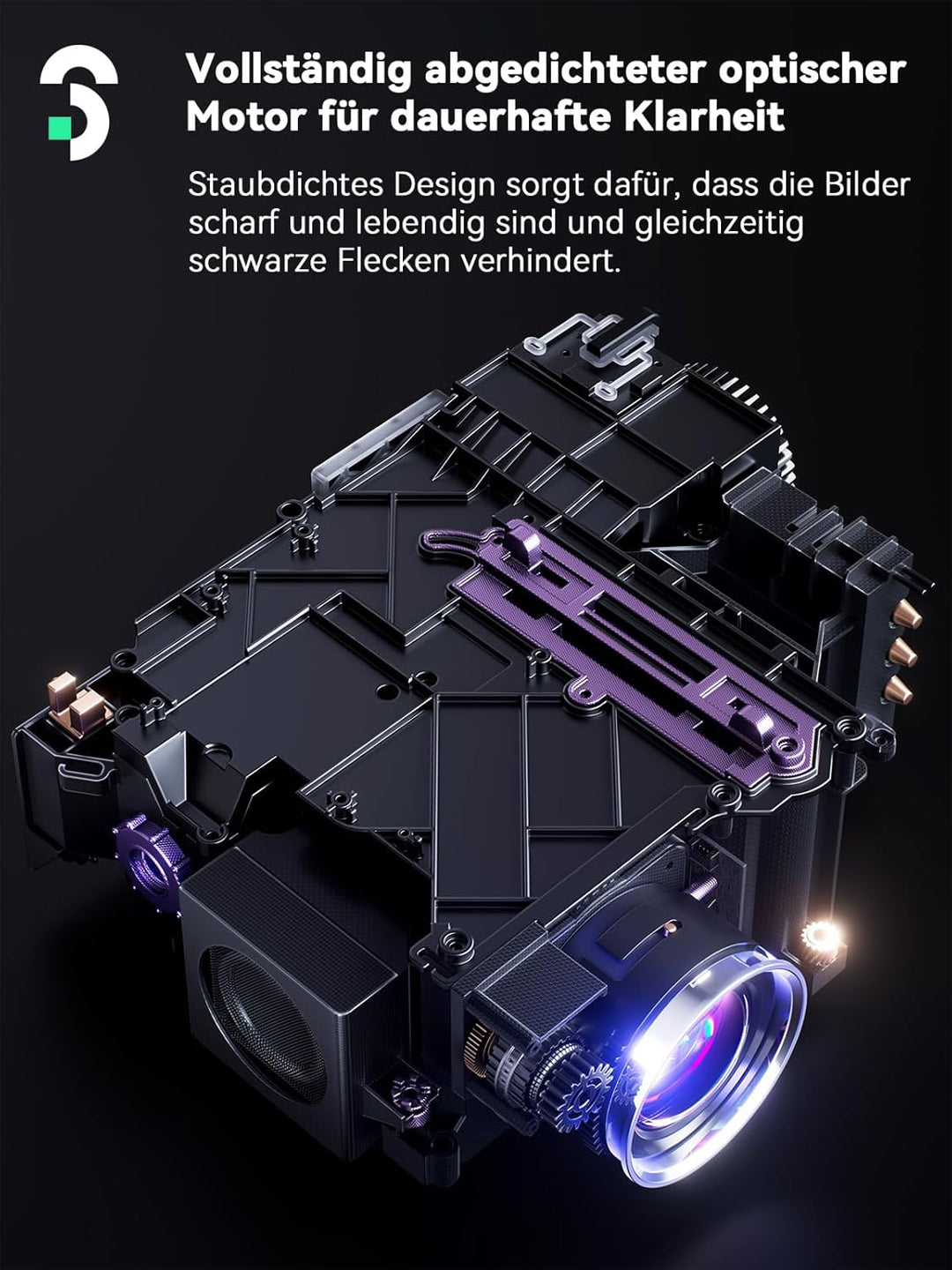 SOOMFON Smart Beamer 4K Heimkino - Kleiner Beamer für Handy Autofokus ＆ Trapezkorrektur, Mini Projek