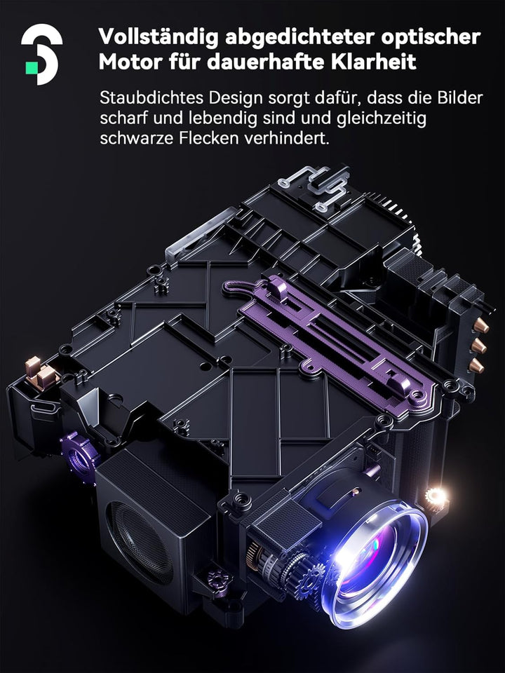 SOOMFON Smart Beamer 4K Heimkino - Kleiner Beamer für Handy Autofokus ＆ Trapezkorrektur, Mini Projek