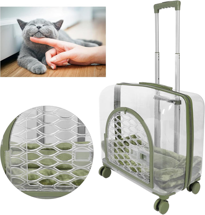Transparente Transportbox für Haustiere, Vollständig Atmungsaktive Katzentransportbox mit Einziehbar